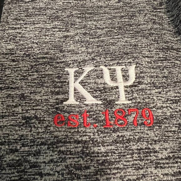 Sport Tek Size Small Heather Grey Fleece Kappa Psi Half Zip Jacket - Picture 3 of 6